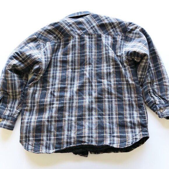 LEVI'S Plaid Flannel Lined Brown Button Up Shirt Jacket Shacket Mens Large - Picture 2 of 9